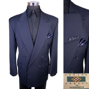 Joseph Abboud Doubled Breasted Blazer Suit Jacket Men 44R Wool Navy Blue